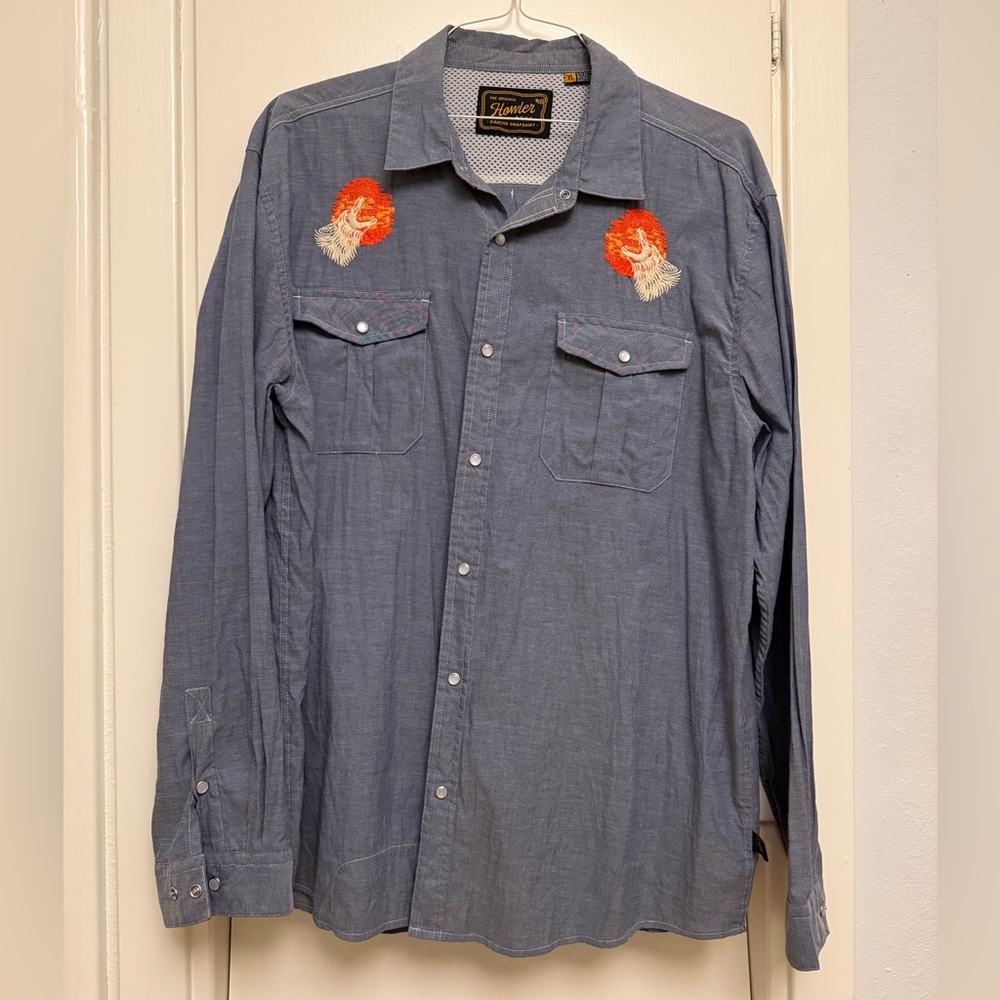 Howler Brothers Pearl Snap with Wolf Embroidery